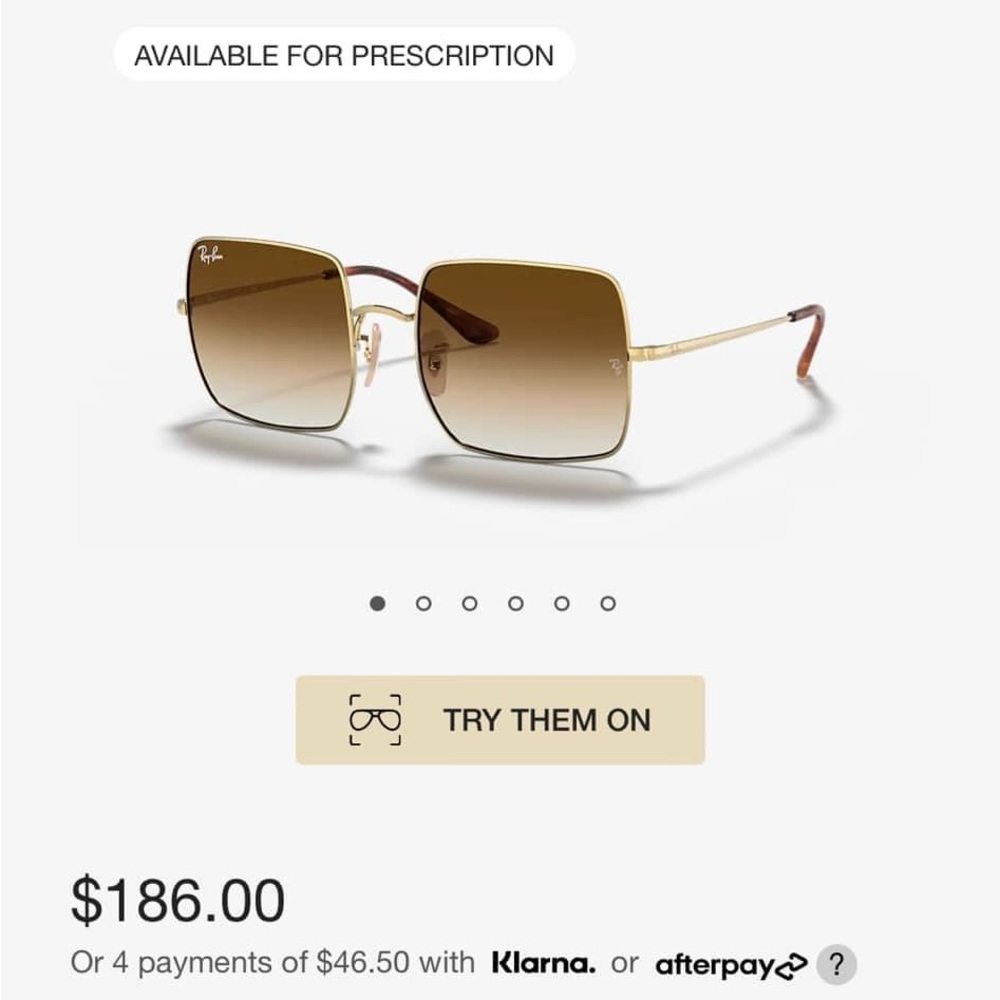 Ray-Ban Square Aviators Gold Frame/Light Brown Gr… - image 1